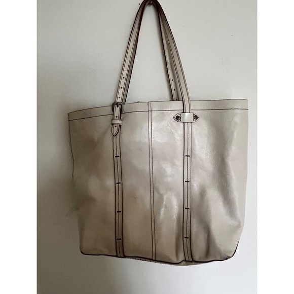Olivia Harris Designer Leather Oatmeal Tote/Shoulder Bag - Picture 2 of 6